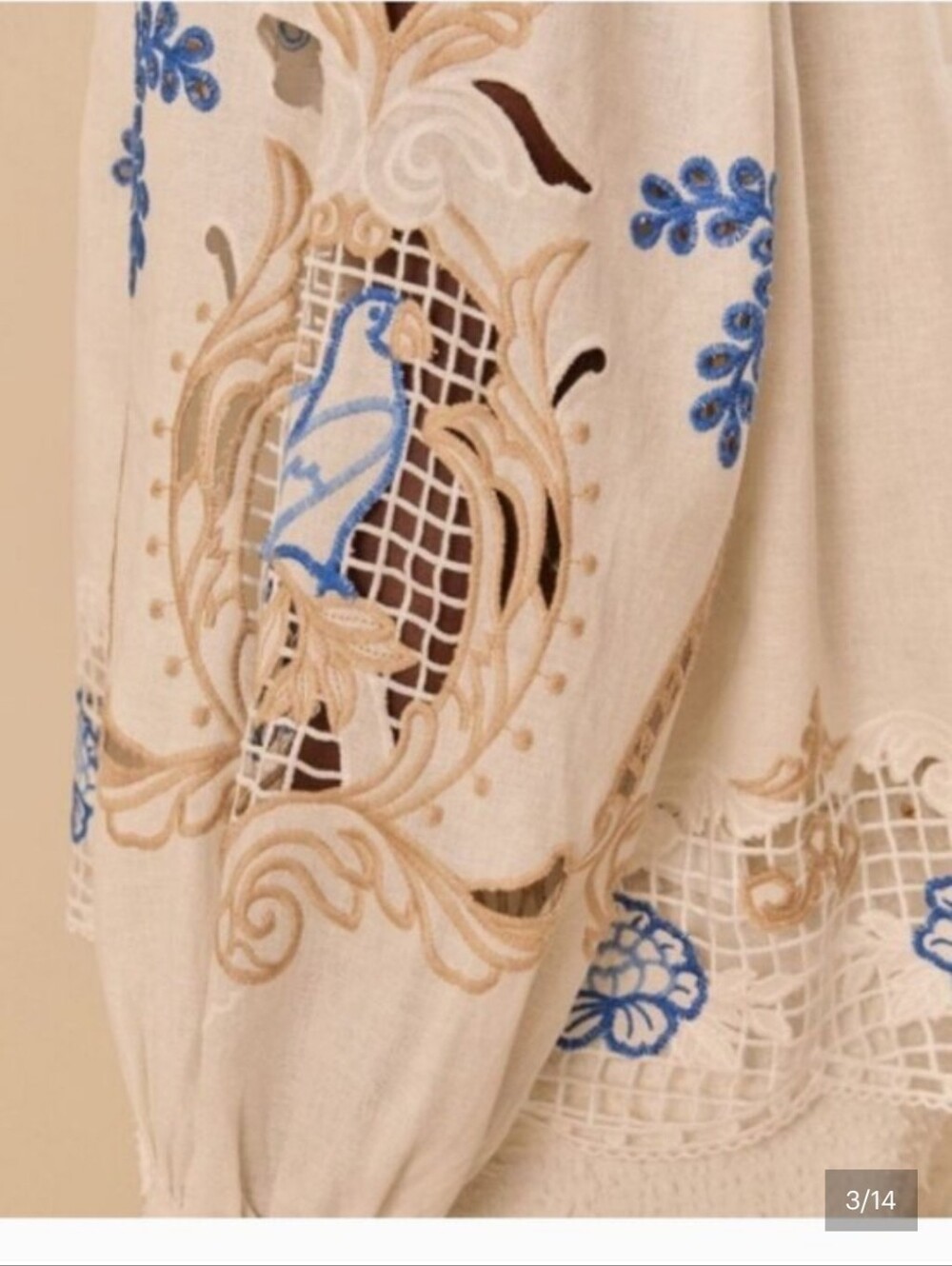 Farm Rio Romantic Richelieu Off-White Blouse - Picture 6 of 6